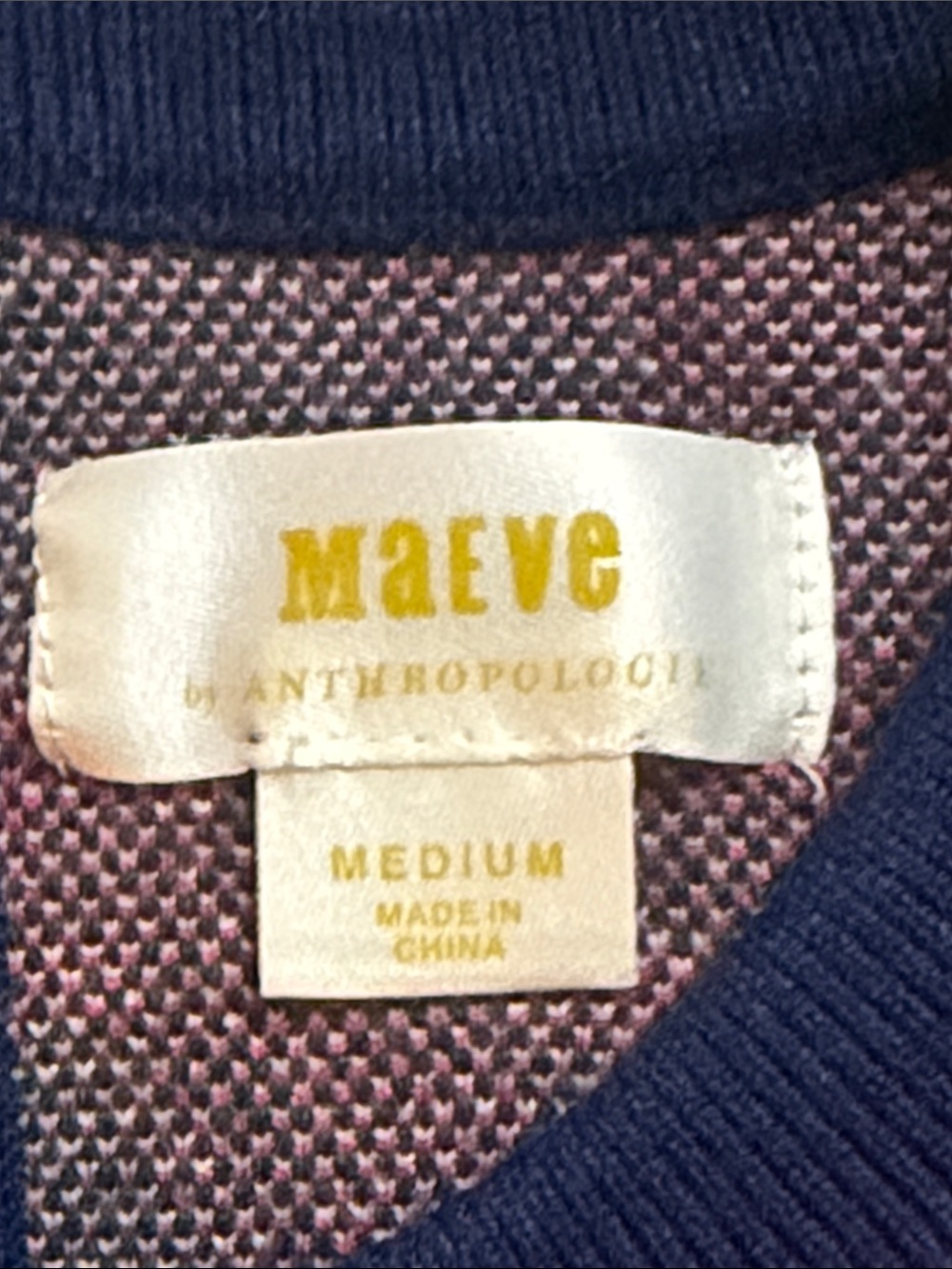 Anthropologie Maeve Navy Short-Sleeve Sweater with Red Apple Motif! - Picture 3 of 8